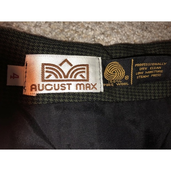 August Max Houndstooth Vintage Skirt Green Black 4 - Picture 5 of 5